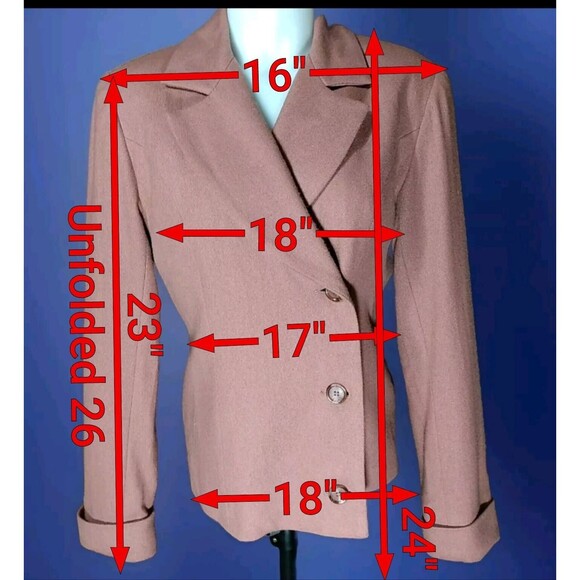 lew magram Women Rose Taupe Wool Long Sleeve Double Breast Blazer Jacket‎ Size 4 - Picture 6 of 6